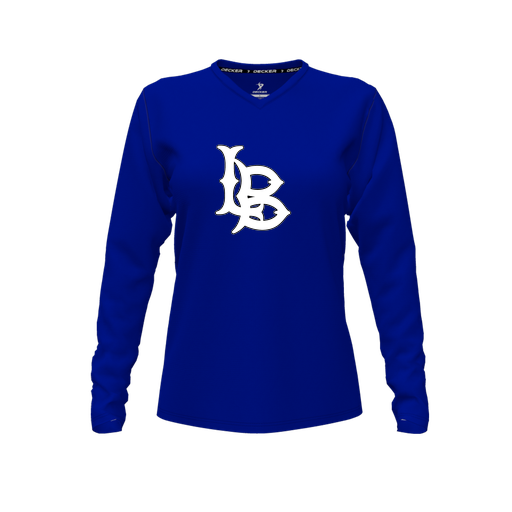 [CUS-DFW-TEES-CMF-VNK-LSL-RYL-FYXS-LOGO1] Comfort T-Shirt (Female Youth XS, Royal, V Neck, Logo 1, Long Sleeve)