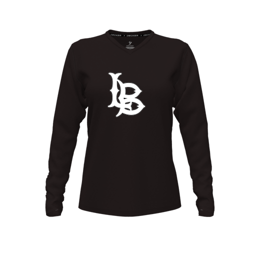 [CUS-DFW-TEES-PER-VNK-LSL-BLK-FYXS-LOGO1] Performance T-Shirt (Female Youth XS, Black, V Neck, Logo 1, Long Sleeve)