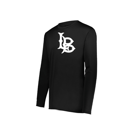 [222823.080.S-LOGO1] Youth LS Smooth Sport Shirt (Youth S, Black, Logo 1)
