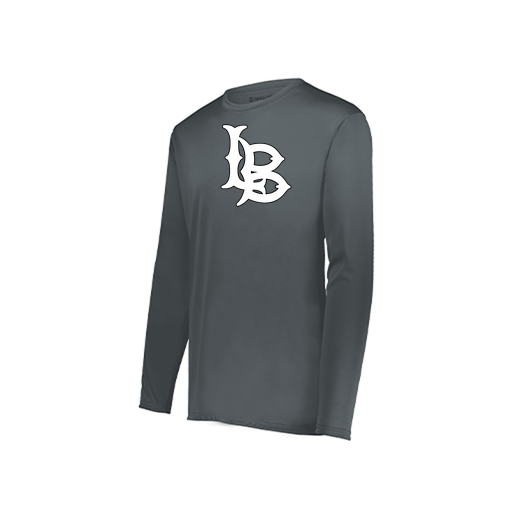 [222823.059.S-LOGO1] Youth LS Smooth Sport Shirt (Youth S, Gray, Logo 1)